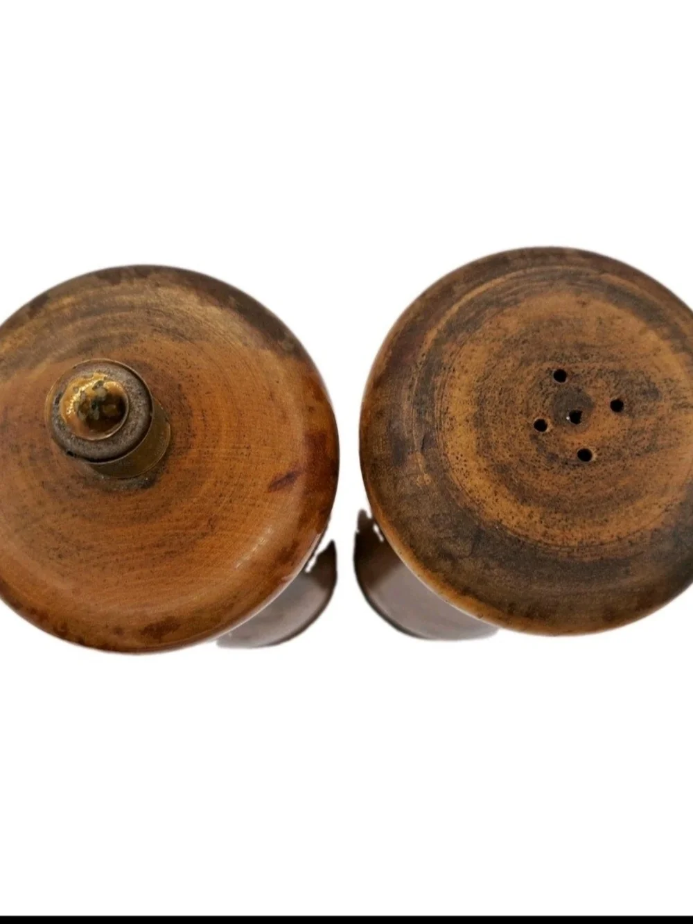 Vintage Mid Century Wooden Pepper Mill Grinder Salt Shaker Set 9” Made in Japan